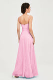 Spaghetti Straps Chiffon Bridesmaid Dress Sweetheart A line Formal Evening Dresses Gowns