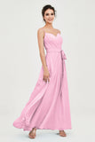 Spaghetti Straps Chiffon Bridesmaid Dress Sweetheart A line Formal Evening Dresses Gowns