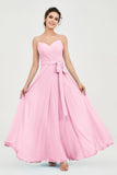Spaghetti Straps Chiffon Bridesmaid Dress Sweetheart A line Formal Evening Dresses Gowns