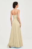 Spaghetti Straps Chiffon Bridesmaid Dress Sweetheart A line Formal Evening Dresses Gowns