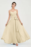 Spaghetti Straps Chiffon Bridesmaid Dress Sweetheart A line Formal Evening Dresses Gowns