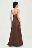 Spaghetti Straps Chiffon Bridesmaid Dress Sweetheart A line Formal Evening Dresses Gowns