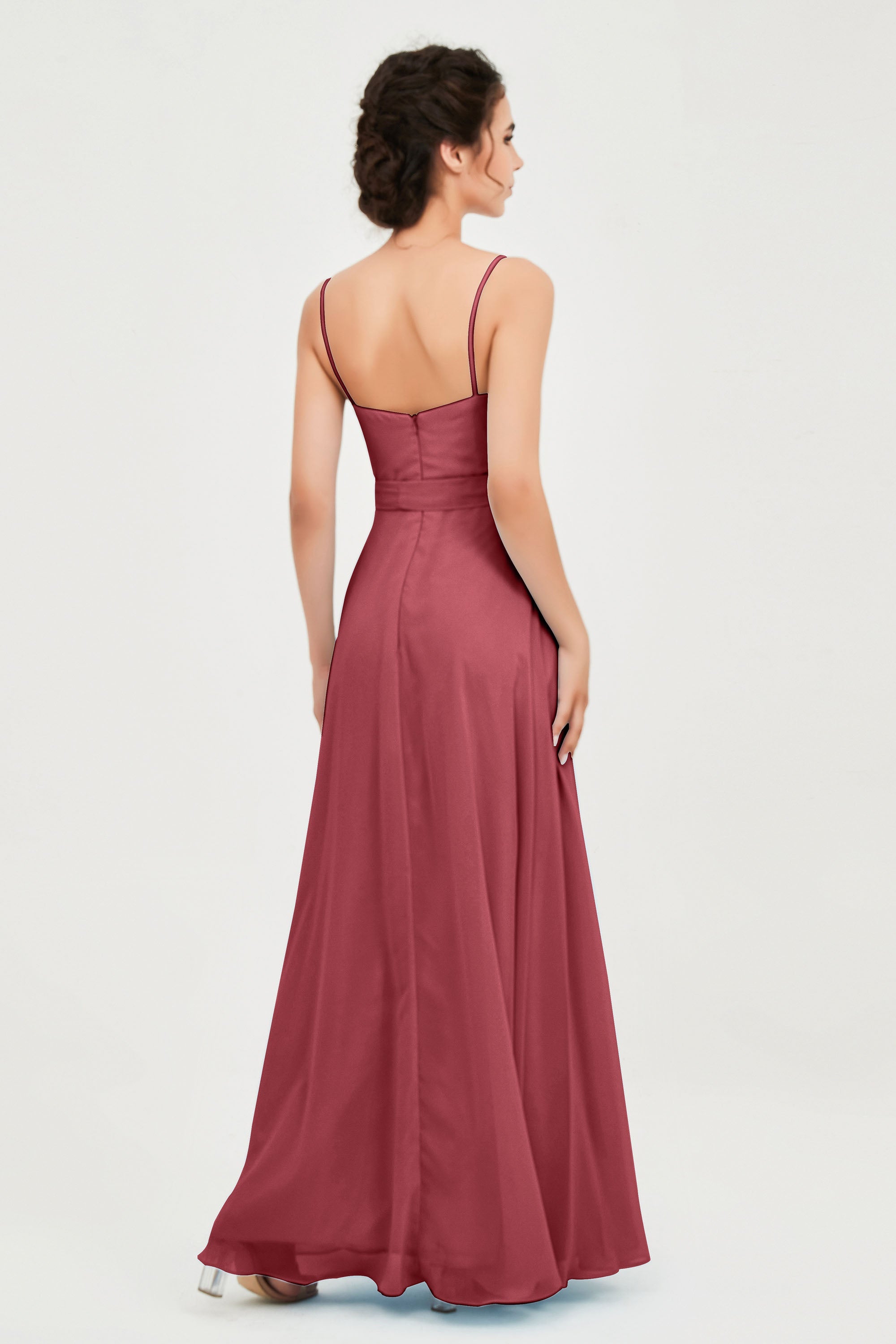 Spaghetti Straps Chiffon Bridesmaid Dress Sweetheart A line Formal Evening Dresses Gowns