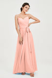 Spaghetti Straps Chiffon Bridesmaid Dress Sweetheart A line Formal Evening Dresses Gowns
