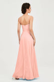 Spaghetti Straps Chiffon Bridesmaid Dress Sweetheart A line Formal Evening Dresses Gowns