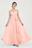 Spaghetti Straps Chiffon Bridesmaid Dress Sweetheart A line Formal Evening Dresses Gowns