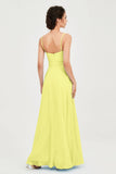 Spaghetti Straps Chiffon Bridesmaid Dress Sweetheart A line Formal Evening Dresses Gowns