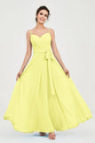 Spaghetti Straps Chiffon Bridesmaid Dress Sweetheart A line Formal Evening Dresses Gowns