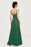 Spaghetti Straps Chiffon Bridesmaid Dress Sweetheart A line Formal Evening Dresses Gowns
