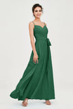 Spaghetti Straps Chiffon Bridesmaid Dress Sweetheart A line Formal Evening Dresses Gowns