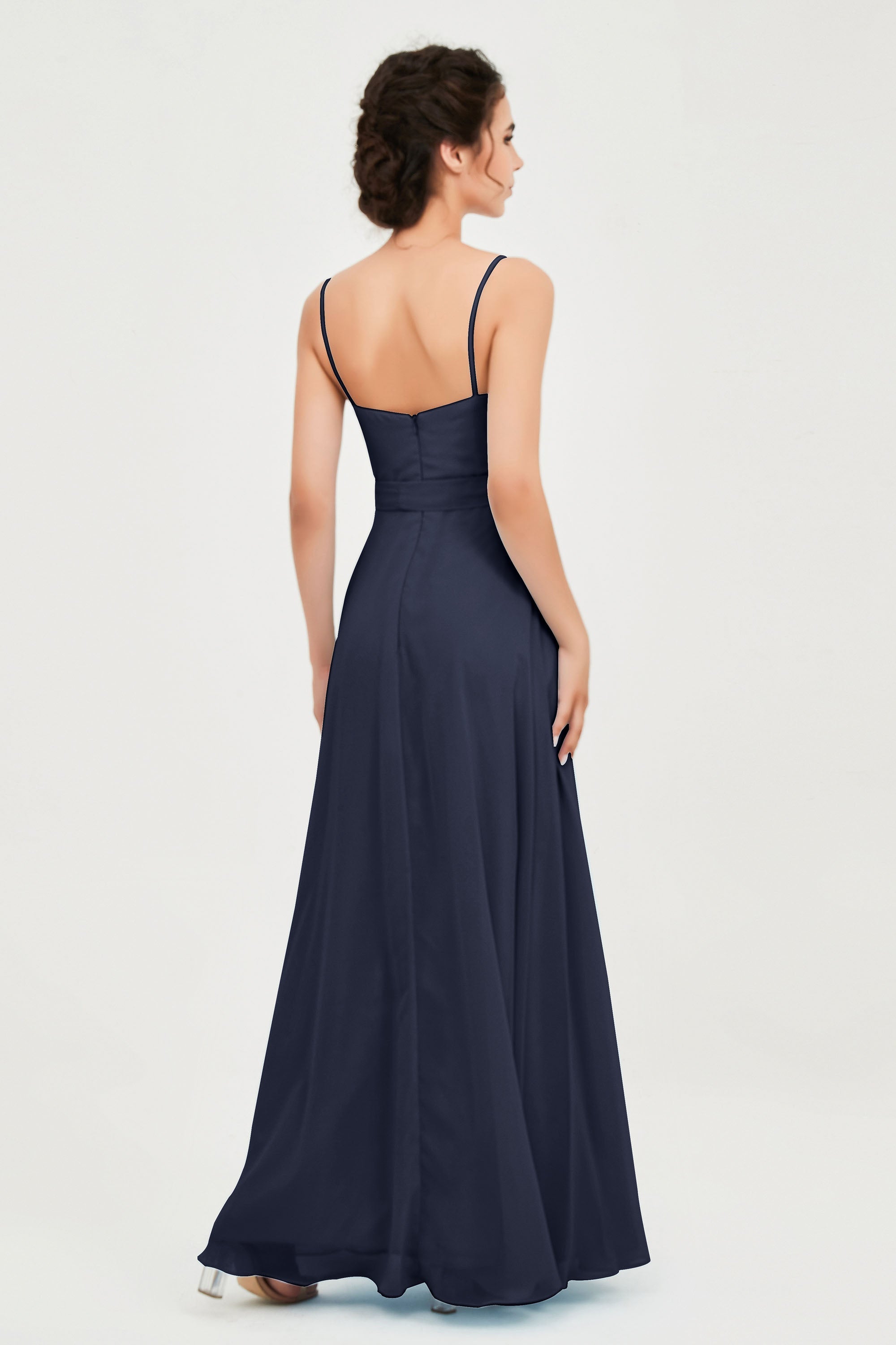 Spaghetti Straps Chiffon Bridesmaid Dress Sweetheart A line Formal Evening Dresses Gowns