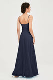 Spaghetti Straps Chiffon Bridesmaid Dress Sweetheart A line Formal Evening Dresses Gowns
