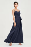 Spaghetti Straps Chiffon Bridesmaid Dress Sweetheart A line Formal Evening Dresses Gowns