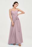 Spaghetti Straps Chiffon Bridesmaid Dress Sweetheart A line Formal Evening Dresses Gowns