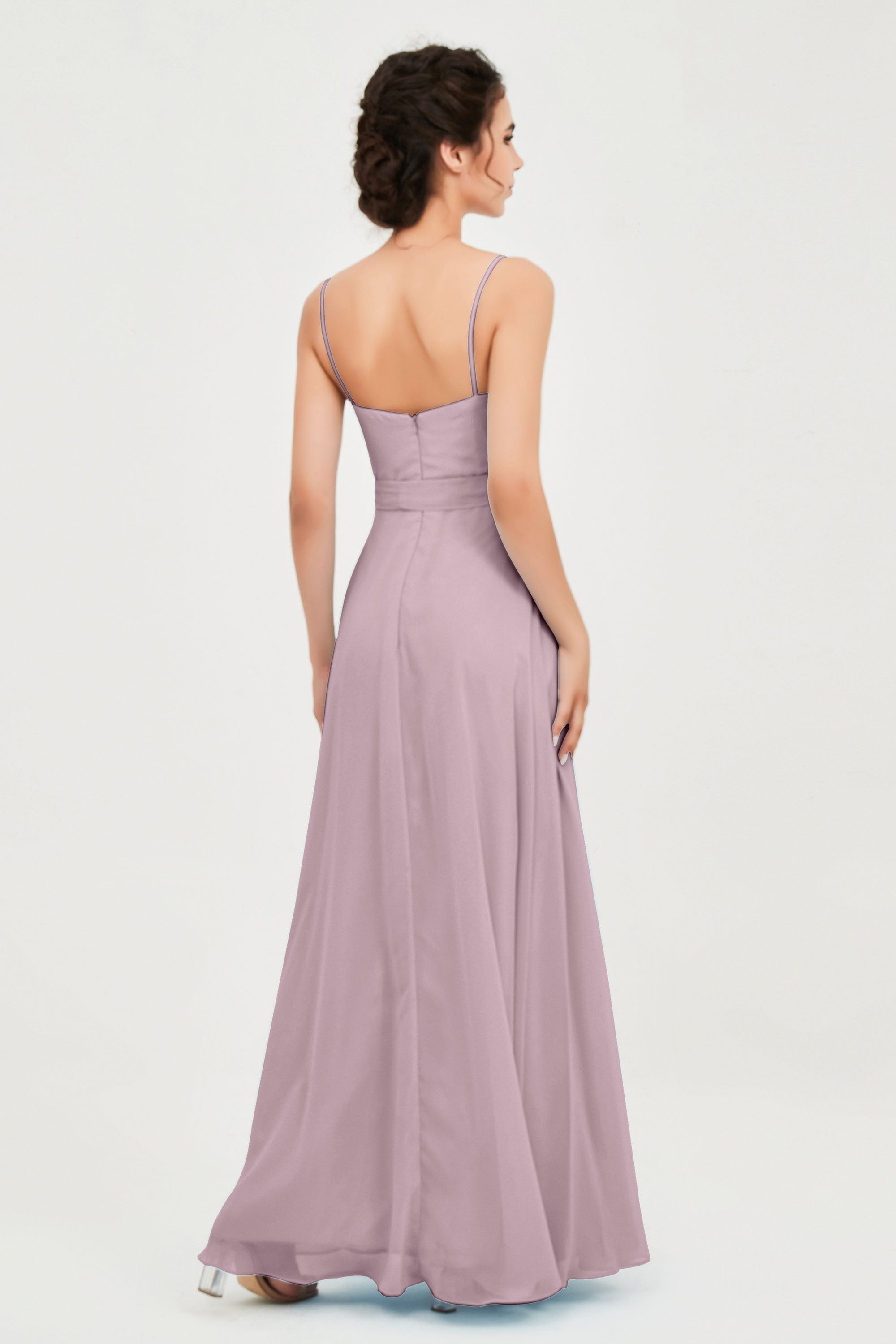 Spaghetti Straps Chiffon Bridesmaid Dress Sweetheart A line Formal Evening Dresses Gowns