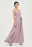 Spaghetti Straps Chiffon Bridesmaid Dress Sweetheart A line Formal Evening Dresses Gowns