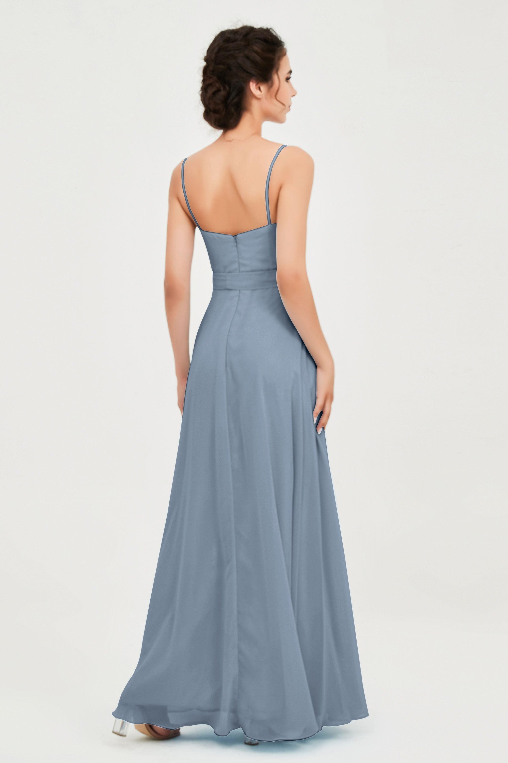 Spaghetti Straps Chiffon Bridesmaid Dress Sweetheart A line Formal Evening Dresses Gowns