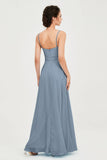 Spaghetti Straps Chiffon Bridesmaid Dress Sweetheart A line Formal Evening Dresses Gowns