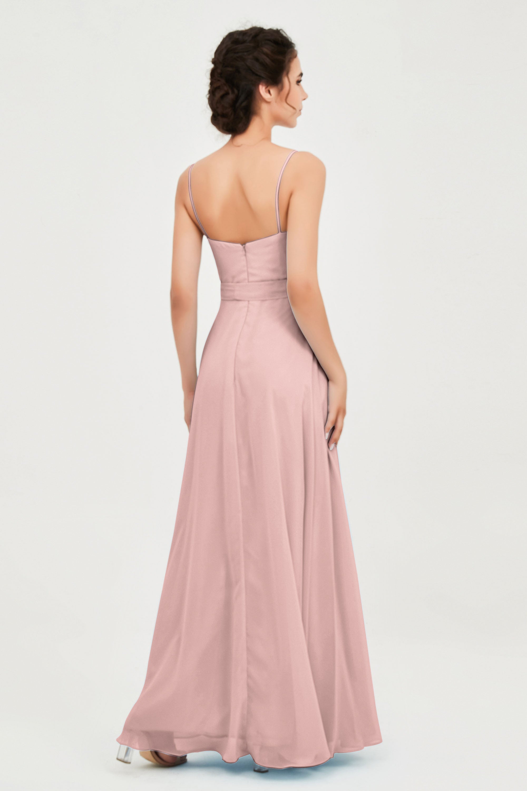 Spaghetti Straps Chiffon Bridesmaid Dress Sweetheart A line Formal Evening Dresses Gowns