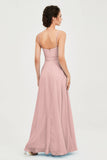 Spaghetti Straps Chiffon Bridesmaid Dress Sweetheart A line Formal Evening Dresses Gowns