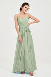 Spaghetti Straps Chiffon Bridesmaid Dress Sweetheart A line Formal Evening Dresses Gowns
