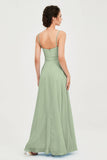 Spaghetti Straps Chiffon Bridesmaid Dress Sweetheart A line Formal Evening Dresses Gowns