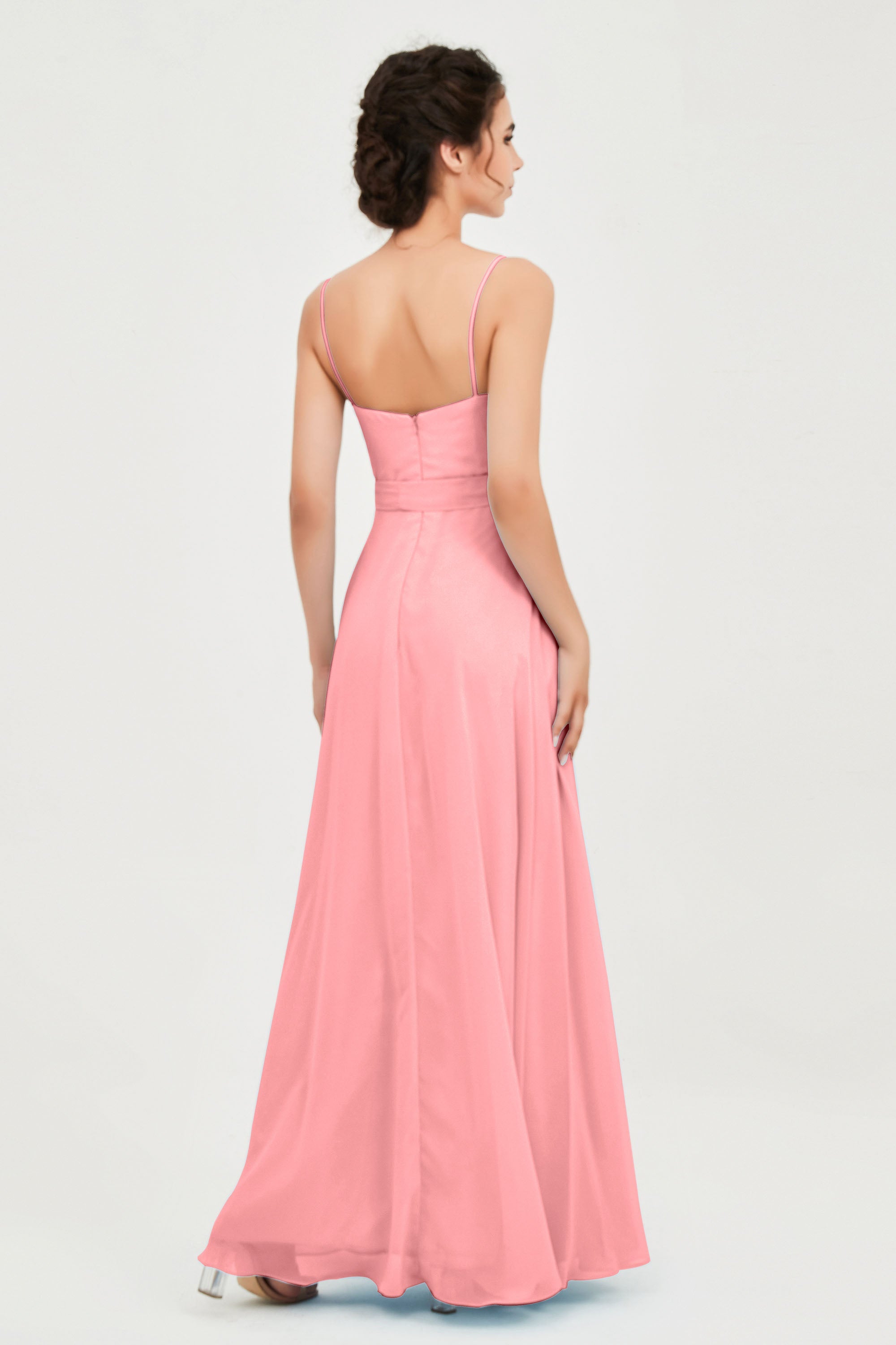 Spaghetti Straps Chiffon Bridesmaid Dress Sweetheart A line Formal Evening Dresses Gowns