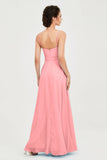 Spaghetti Straps Chiffon Bridesmaid Dress Sweetheart A line Formal Evening Dresses Gowns