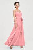 Spaghetti Straps Chiffon Bridesmaid Dress Sweetheart A line Formal Evening Dresses Gowns