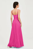 Spaghetti Straps Chiffon Bridesmaid Dress Sweetheart A line Formal Evening Dresses Gowns