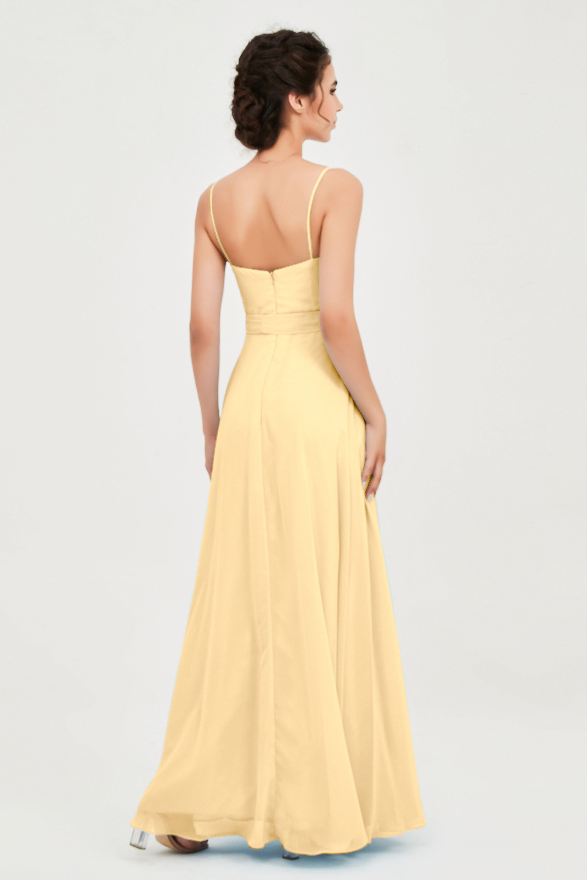 Spaghetti Straps Chiffon Bridesmaid Dress Sweetheart A line Formal Evening Dresses Gowns