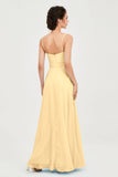 Spaghetti Straps Chiffon Bridesmaid Dress Sweetheart A line Formal Evening Dresses Gowns