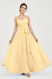 Spaghetti Straps Chiffon Bridesmaid Dress Sweetheart A line Formal Evening Dresses Gowns
