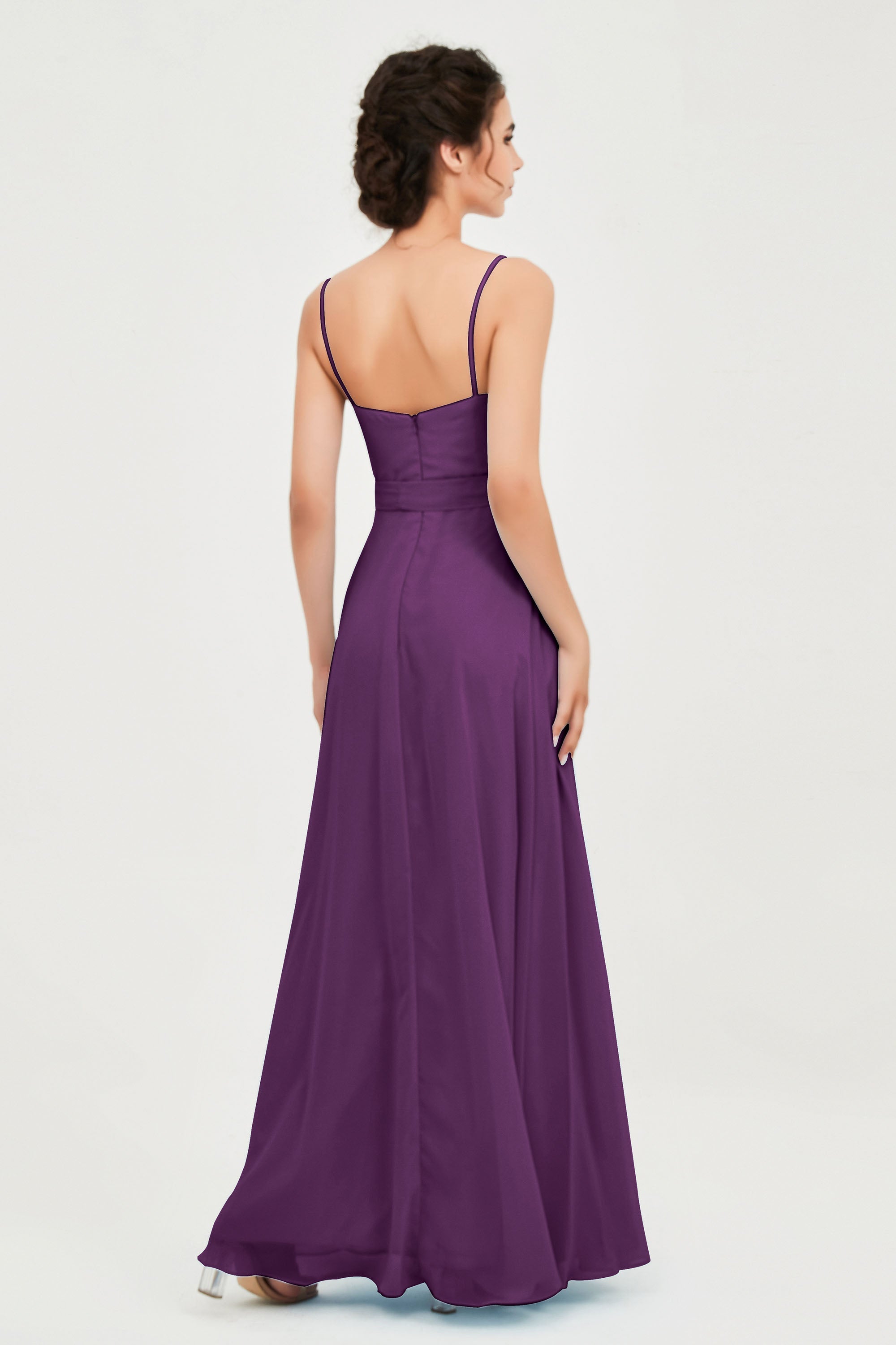 Spaghetti Straps Chiffon Bridesmaid Dress Sweetheart A line Formal Evening Dresses Gowns