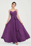 Spaghetti Straps Chiffon Bridesmaid Dress Sweetheart A line Formal Evening Dresses Gowns