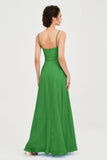 Spaghetti Straps Chiffon Bridesmaid Dress Sweetheart A line Formal Evening Dresses Gowns
