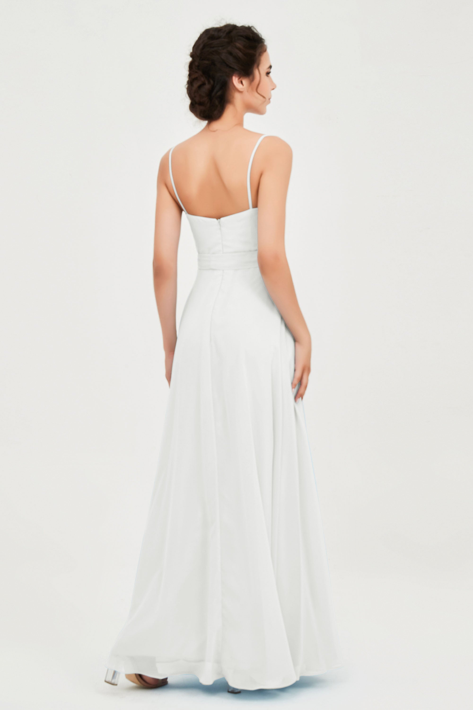 Spaghetti Straps Chiffon Bridesmaid Dress Sweetheart A line Formal Evening Dresses Gowns