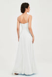 Spaghetti Straps Chiffon Bridesmaid Dress Sweetheart A line Formal Evening Dresses Gowns
