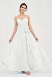 Spaghetti Straps Chiffon Bridesmaid Dress Sweetheart A line Formal Evening Dresses Gowns