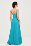 Spaghetti Straps Chiffon Bridesmaid Dress Sweetheart A line Formal Evening Dresses Gowns