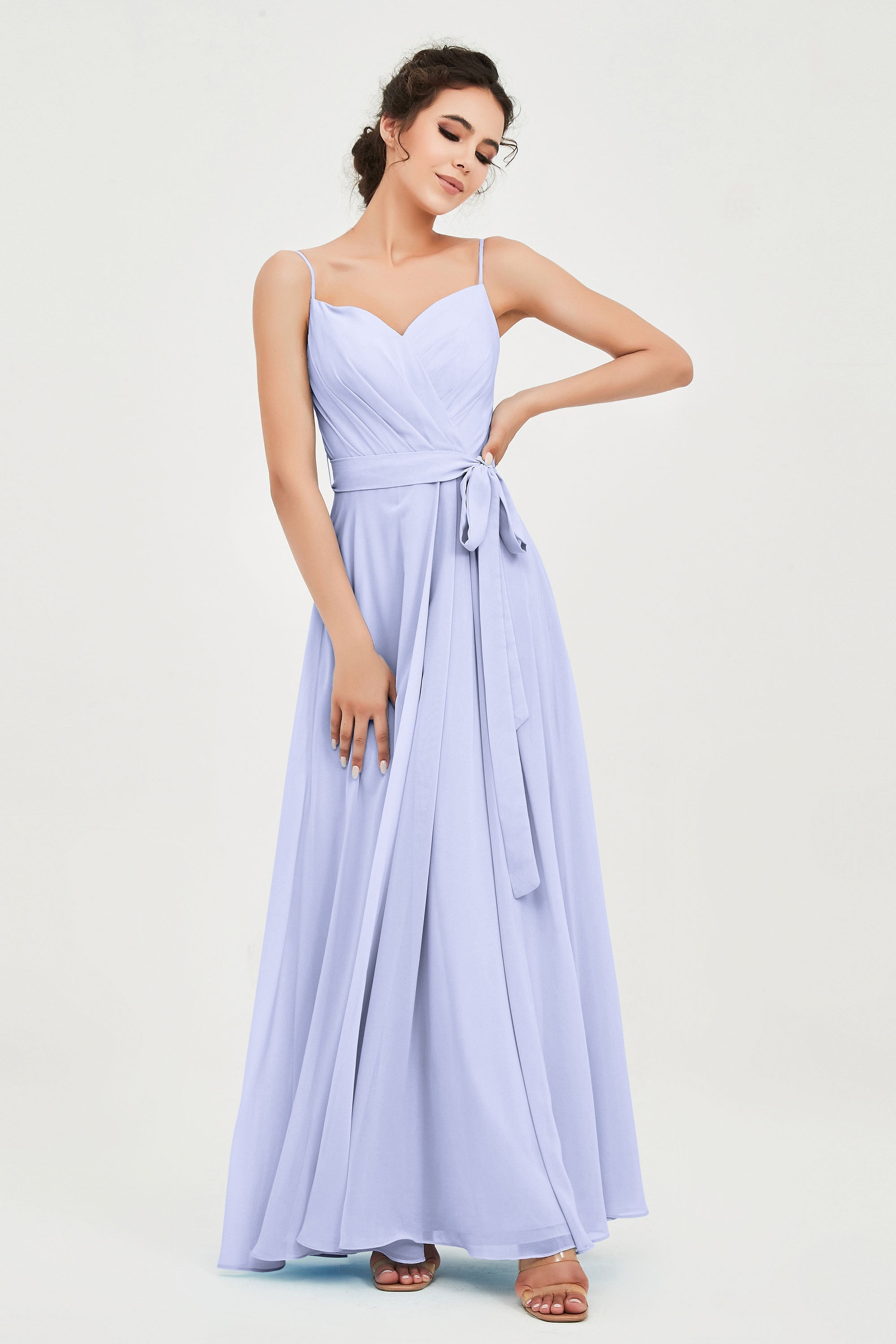 Spaghetti Straps Chiffon Bridesmaid Dress Sweetheart A line Formal Evening Dresses Gowns