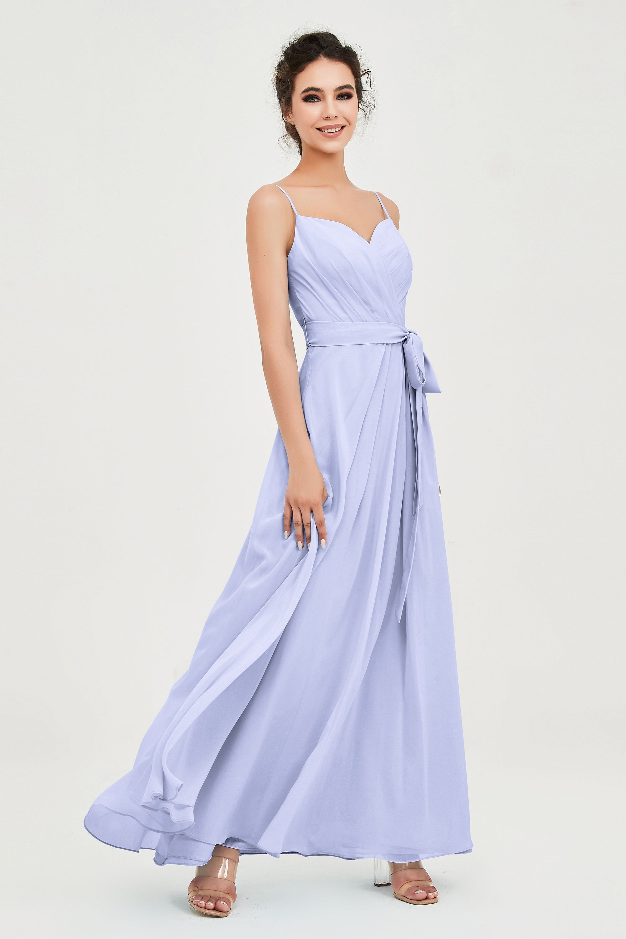 Spaghetti Straps Chiffon Bridesmaid Dress Sweetheart A line Formal Evening Dresses Gowns