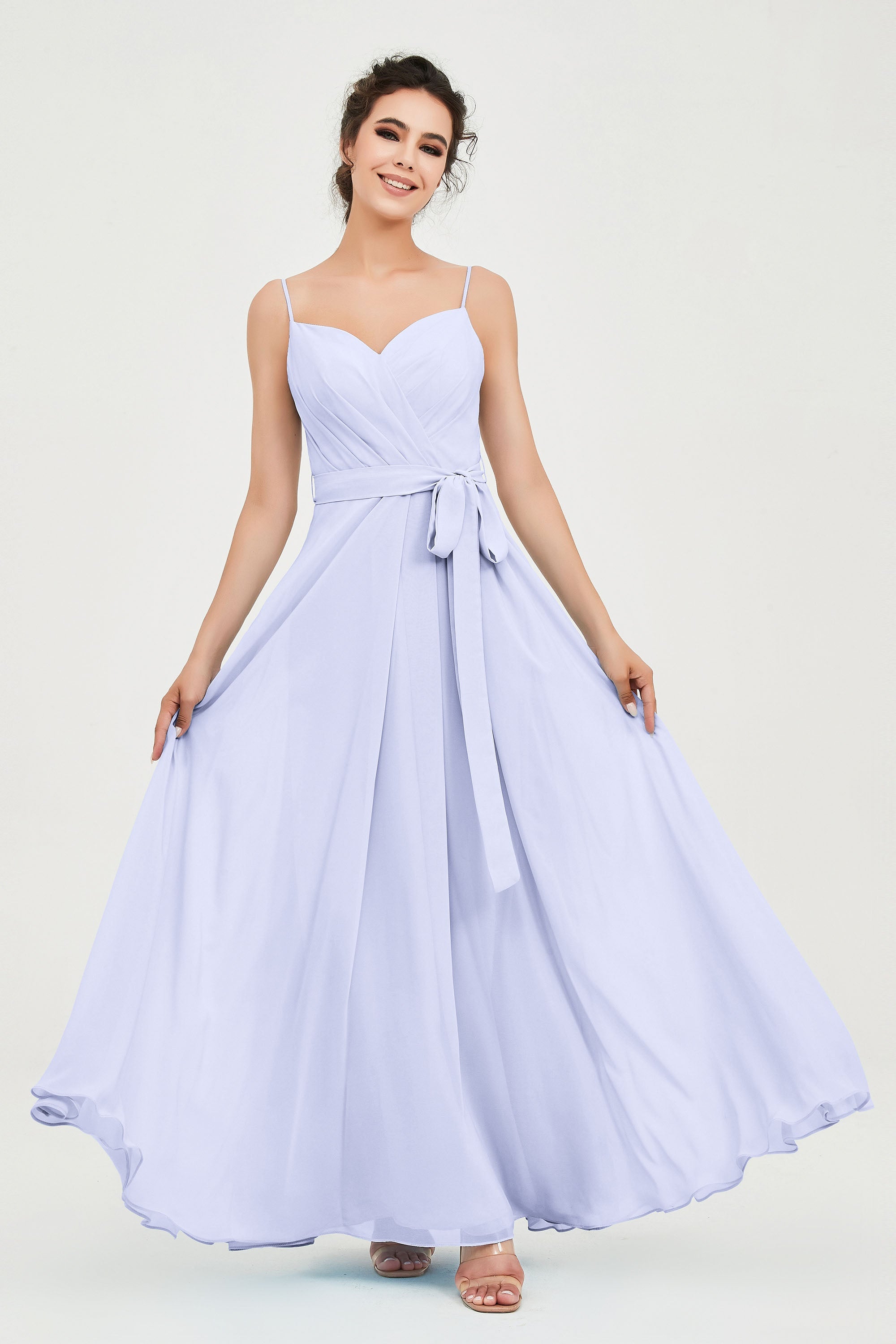 Spaghetti Straps Chiffon Bridesmaid Dress Sweetheart A line Formal Evening Dresses Gowns