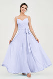 Spaghetti Straps Chiffon Bridesmaid Dress Sweetheart A line Formal Evening Dresses Gowns