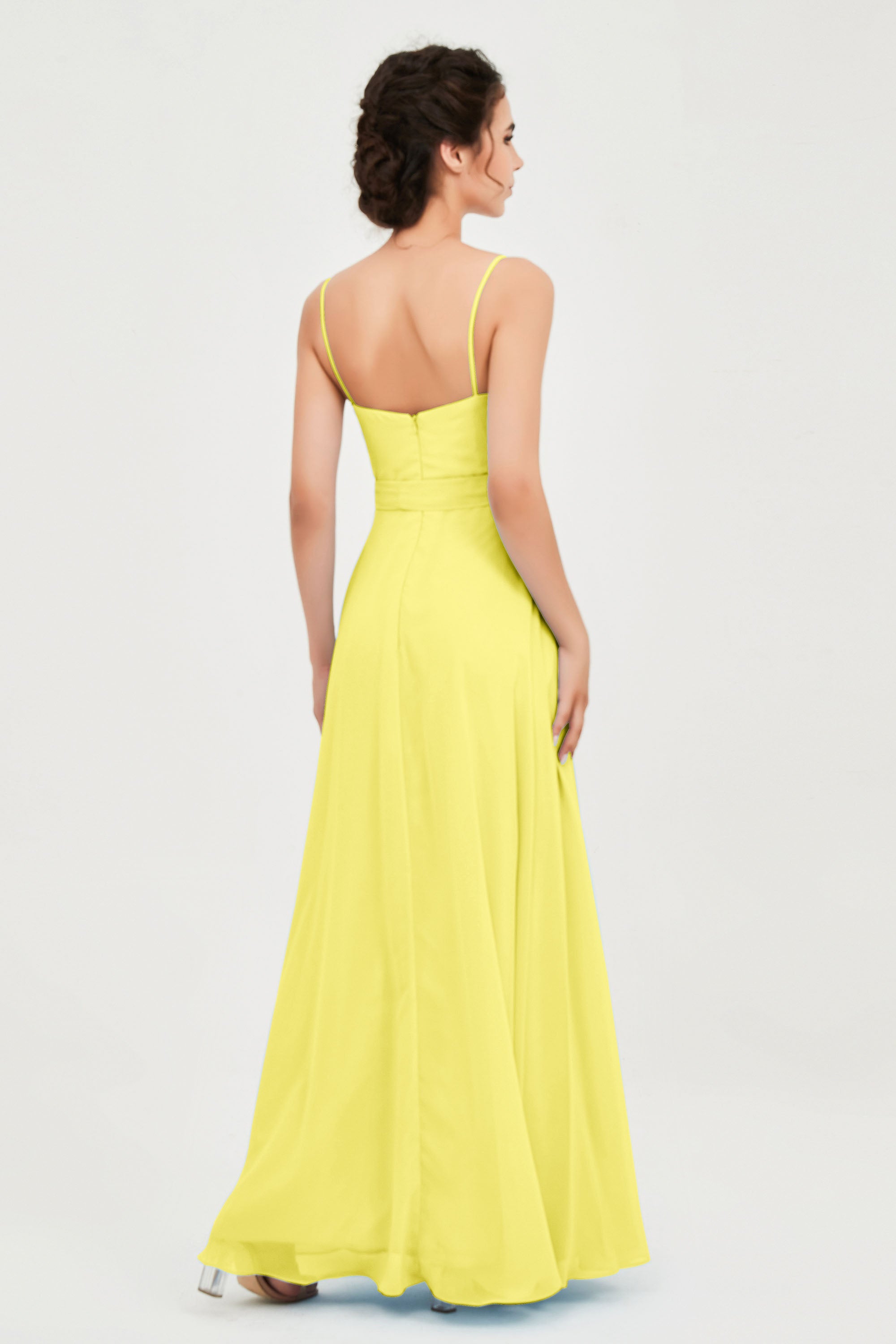 Spaghetti Straps Chiffon Bridesmaid Dress Sweetheart A line Formal Evening Dresses Gowns