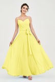 Spaghetti Straps Chiffon Bridesmaid Dress Sweetheart A line Formal Evening Dresses Gowns