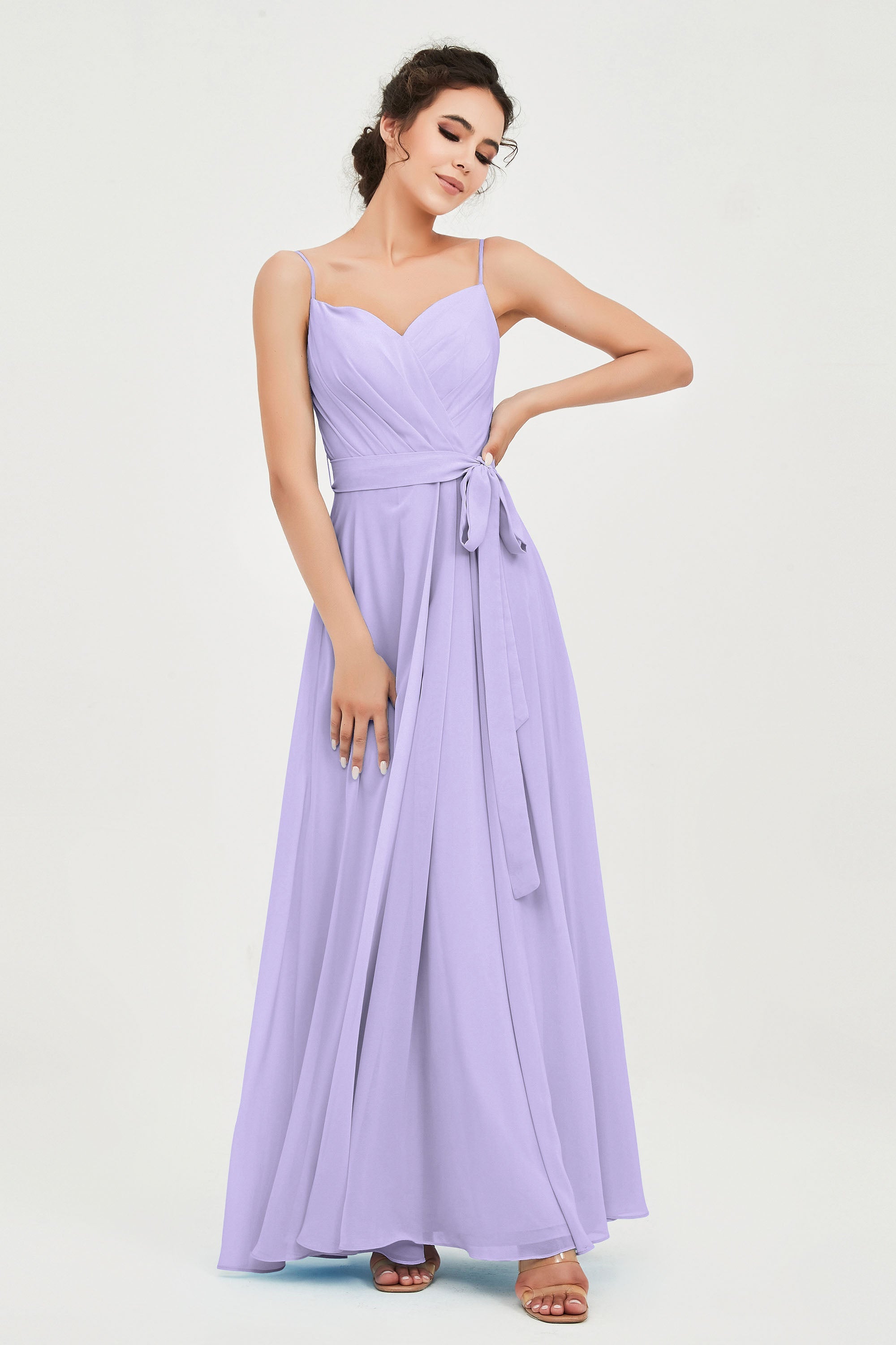 Spaghetti Straps Chiffon Bridesmaid Dress Sweetheart A line Formal Evening Dresses Gowns