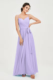 Spaghetti Straps Chiffon Bridesmaid Dress Sweetheart A line Formal Evening Dresses Gowns