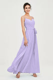 Spaghetti Straps Chiffon Bridesmaid Dress Sweetheart A line Formal Evening Dresses Gowns