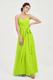 Spaghetti Straps Chiffon Bridesmaid Dress Sweetheart A line Formal Evening Dresses Gowns